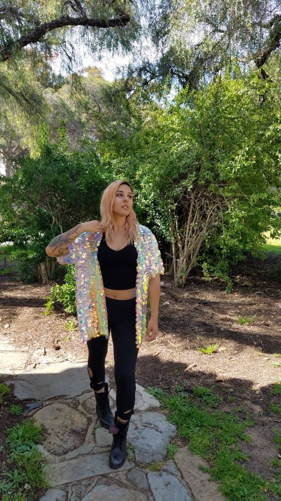 Pink Iridescent Sequin Kimono