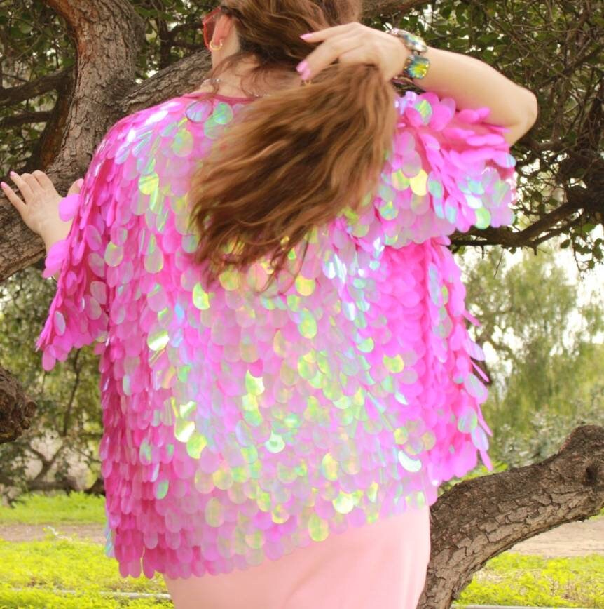 Raspberry Jam-Jam Jumbo Sequin Kimono