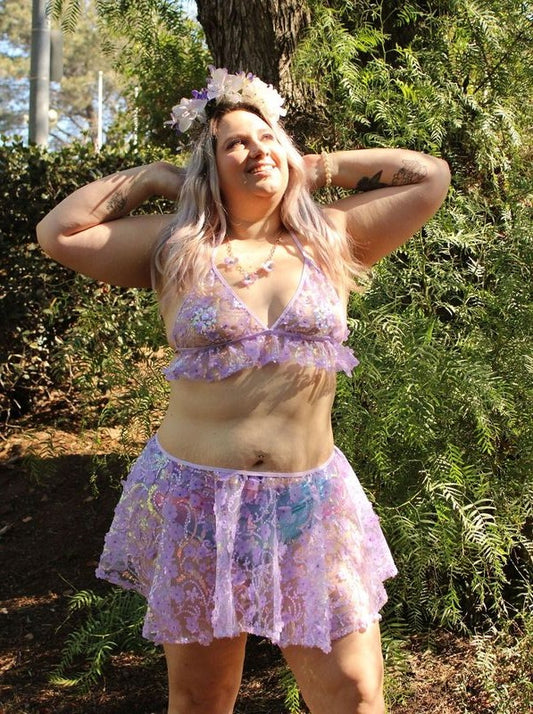 Triangle Top with Ruffle - Daisy Luxe Lavender
