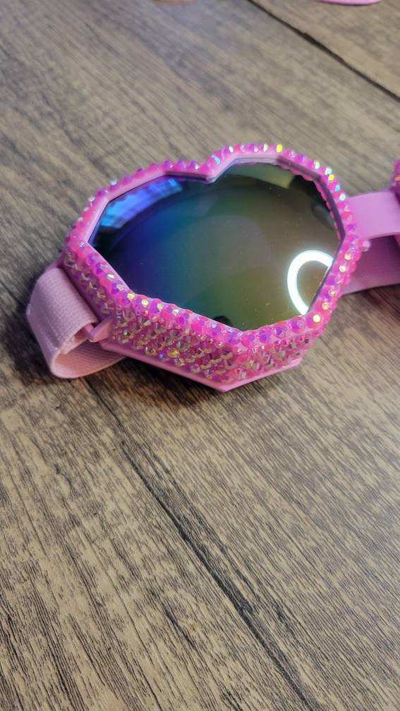 ANGEL EYES Swarovski Crystal Embellished Heart-Shaped Festival Rave Dust Goggles