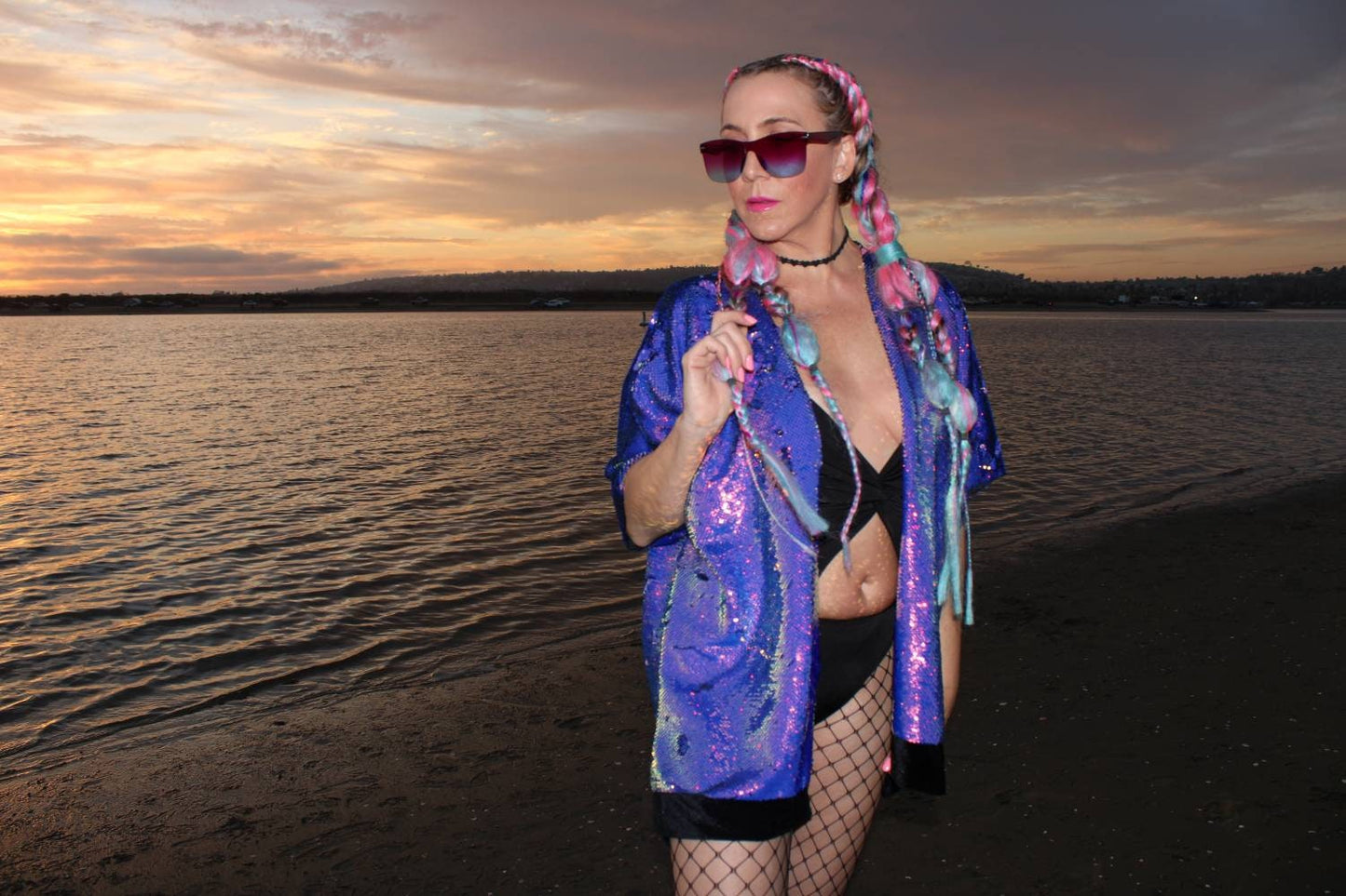 Rainbow Flip Sequin Kimono