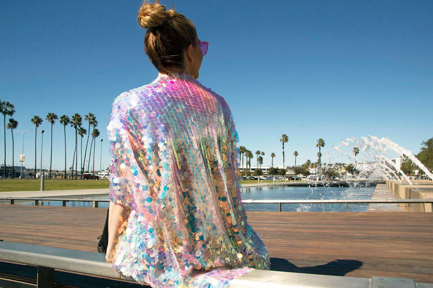 Holographic Dewdrops Sequin Kimono