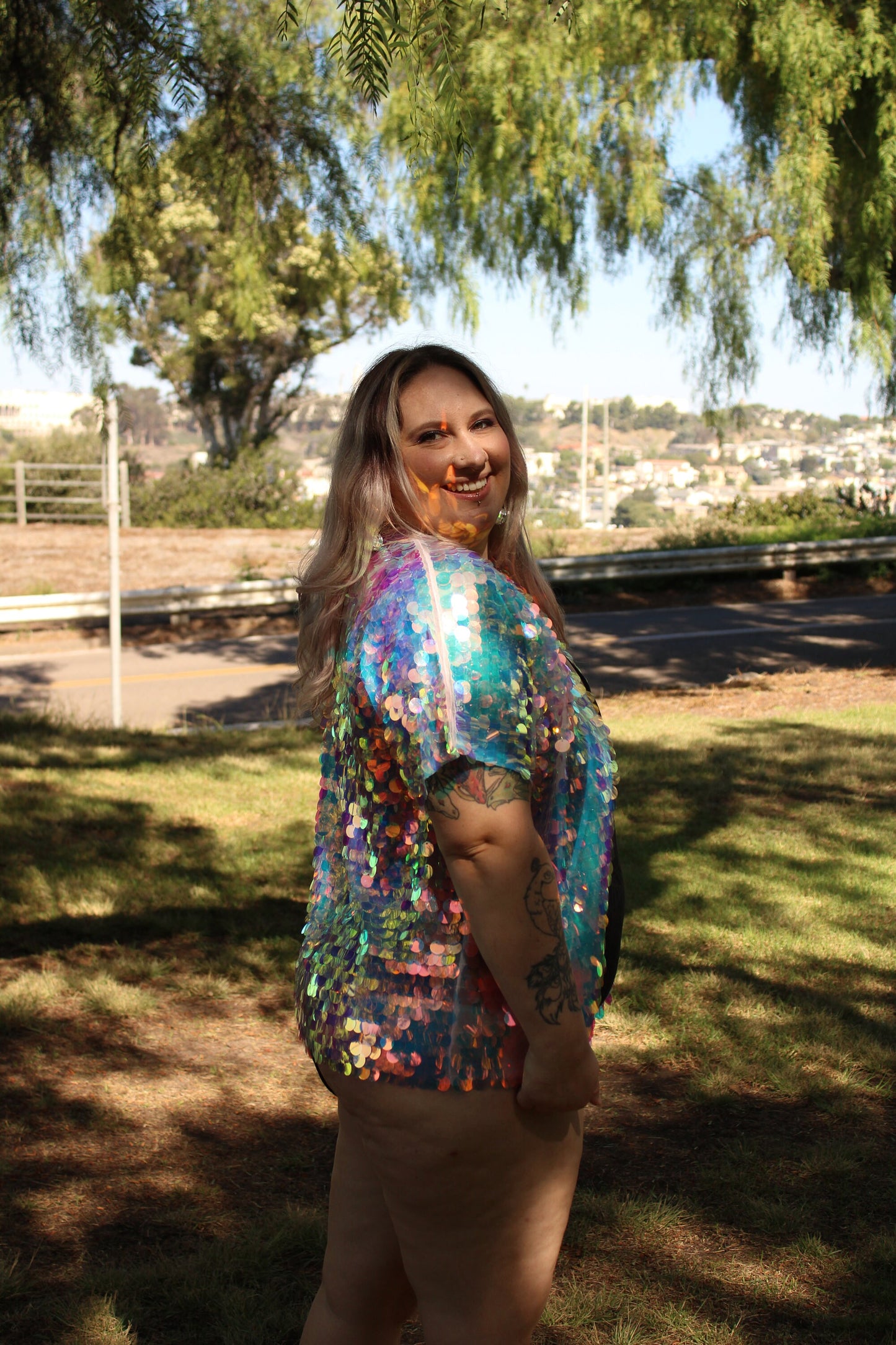 Holographic Dewdrops Sequin Kimono