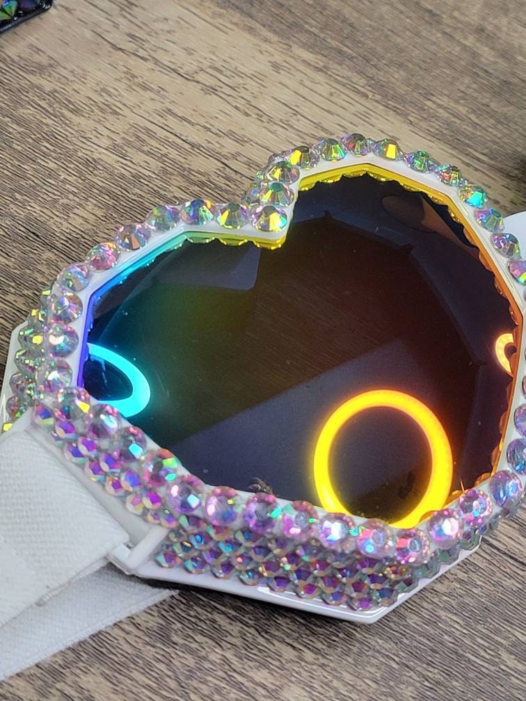ANGEL EYES Swarovski Crystal Embellished Heart-Shaped Festival Rave Dust Goggles