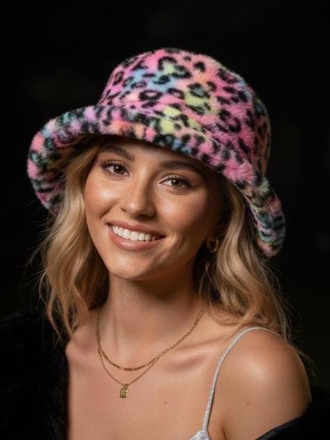 Fluffy Faux Fur Bucket Hat Lined - 6 Different Patterns