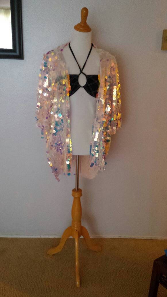 Jumbo Iridescent Sequin Festival Kimono