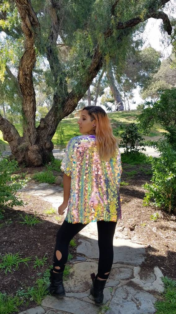Pink Iridescent Sequin Kimono