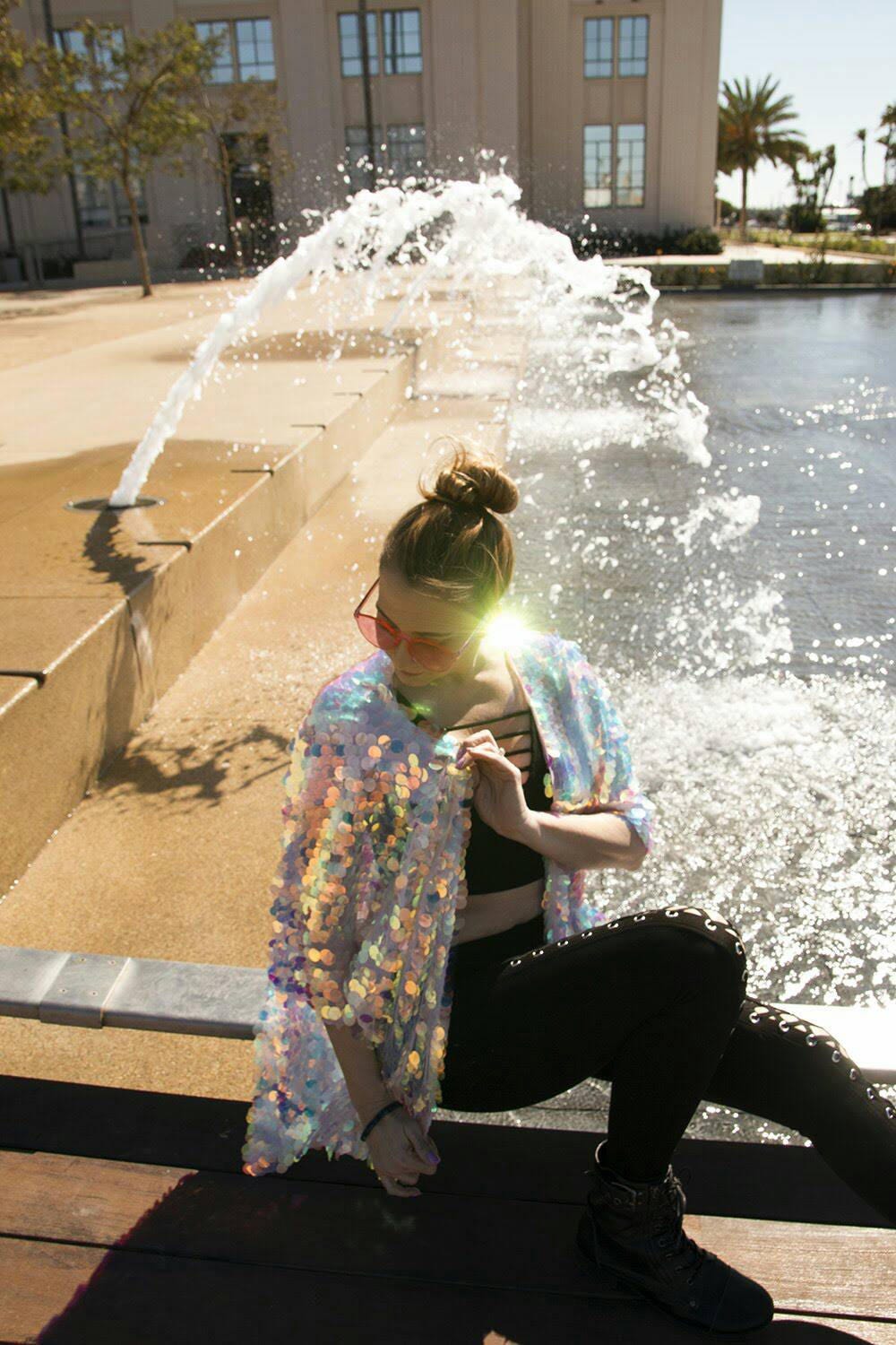 Jumbo Iridescent Sequin Festival Kimono