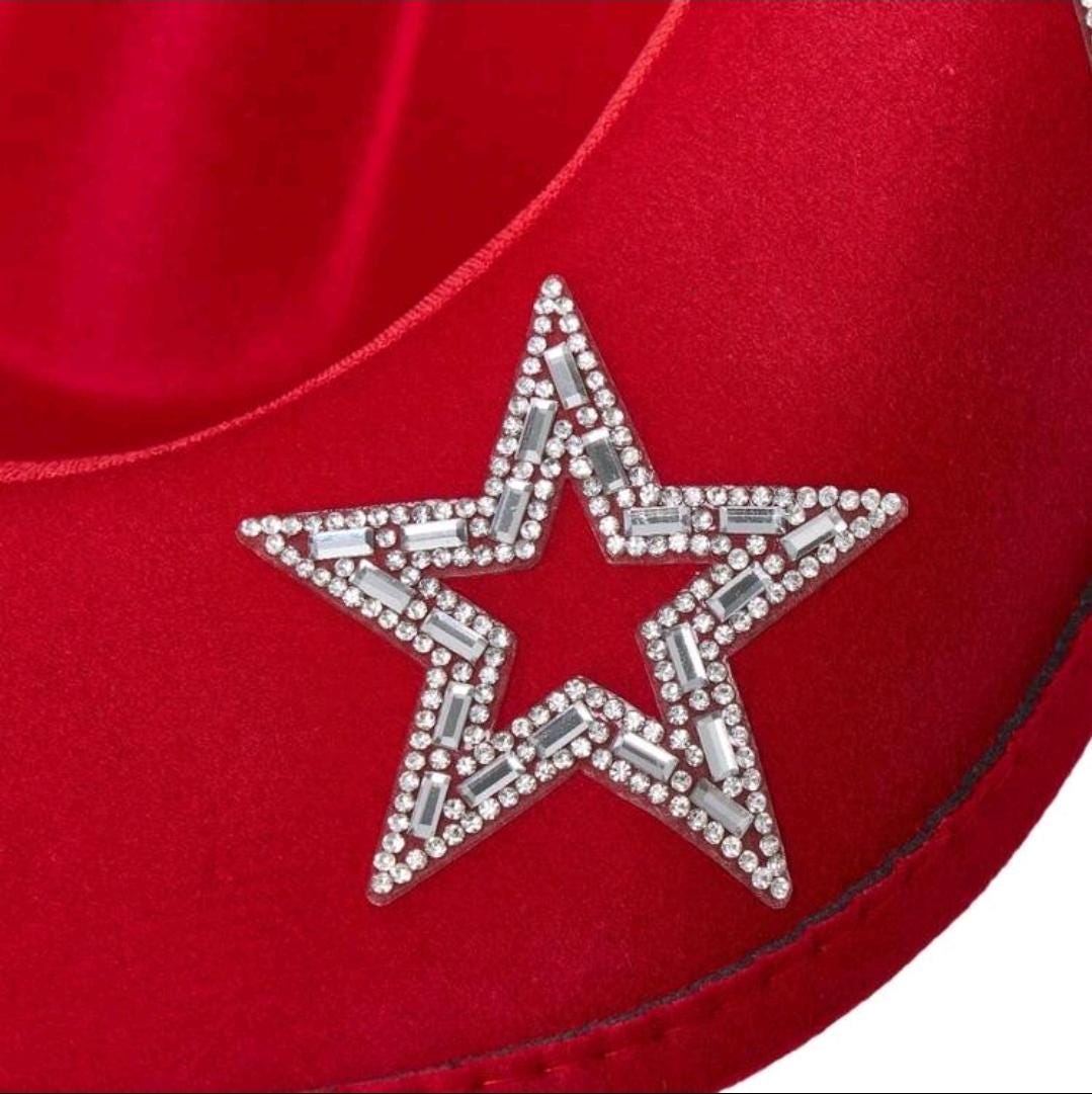 Felt Cowboy Cowgirl Hat with Rhinestone Band and Stars