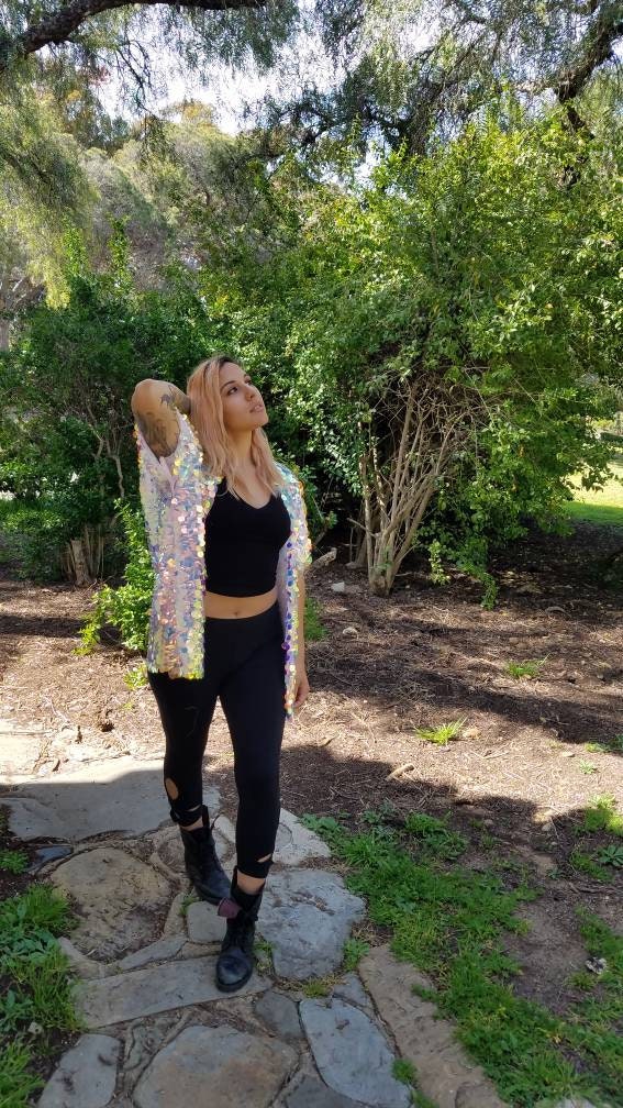 Holographic Dewdrops Sequin Kimono