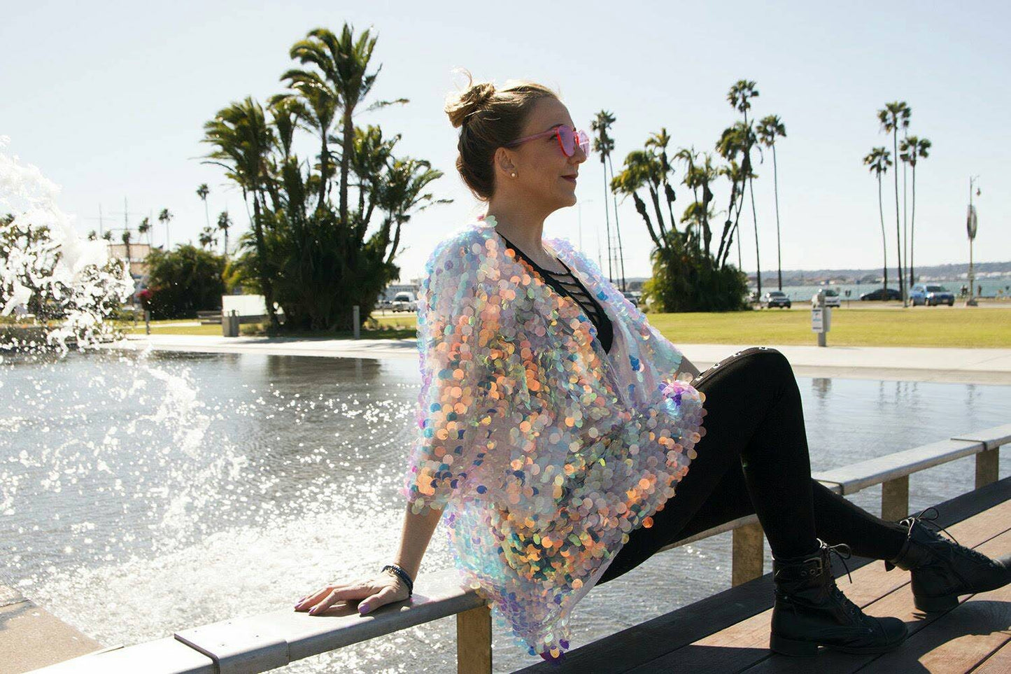 Jumbo Iridescent Sequin Festival Kimono