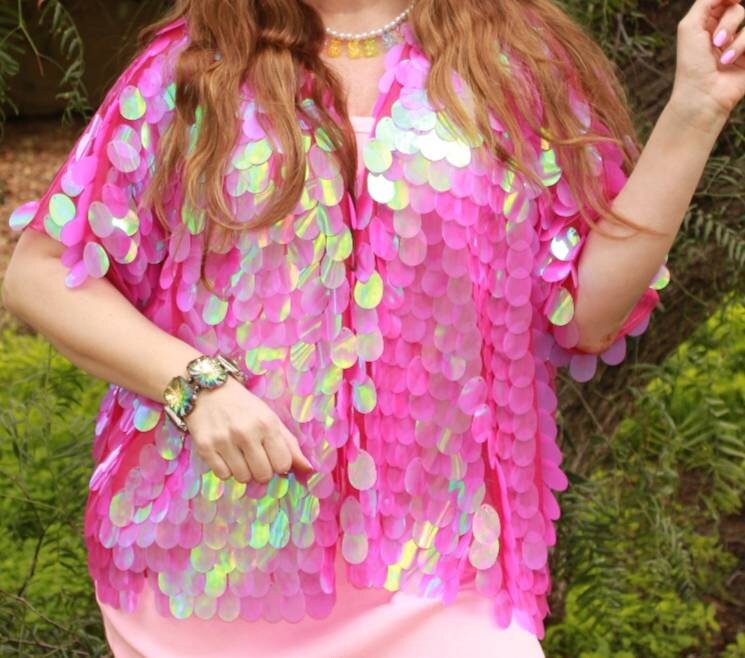 Raspberry Jam-Jam Jumbo Sequin Kimono
