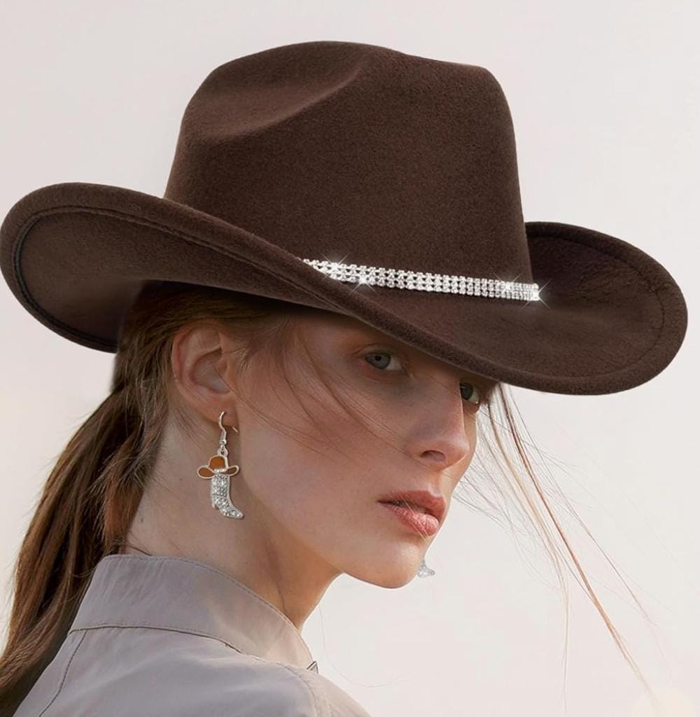 Cowboy Cowgirl Hat with Rhinestone Band