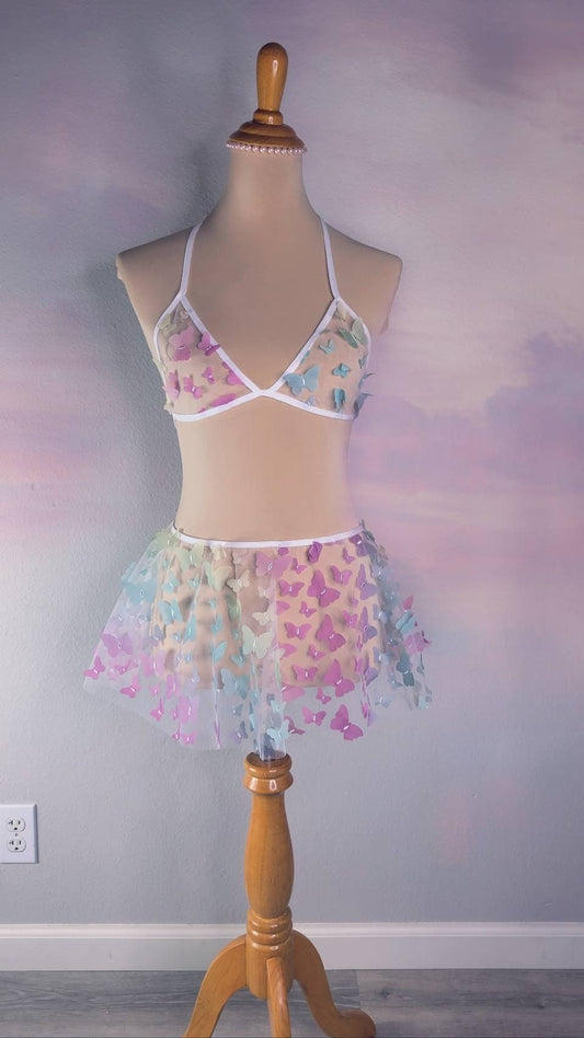 Rainbow Flutter 3D Butterfly Top