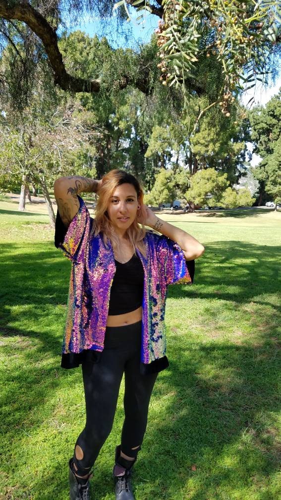 Rainbow Flip Sequin Kimono