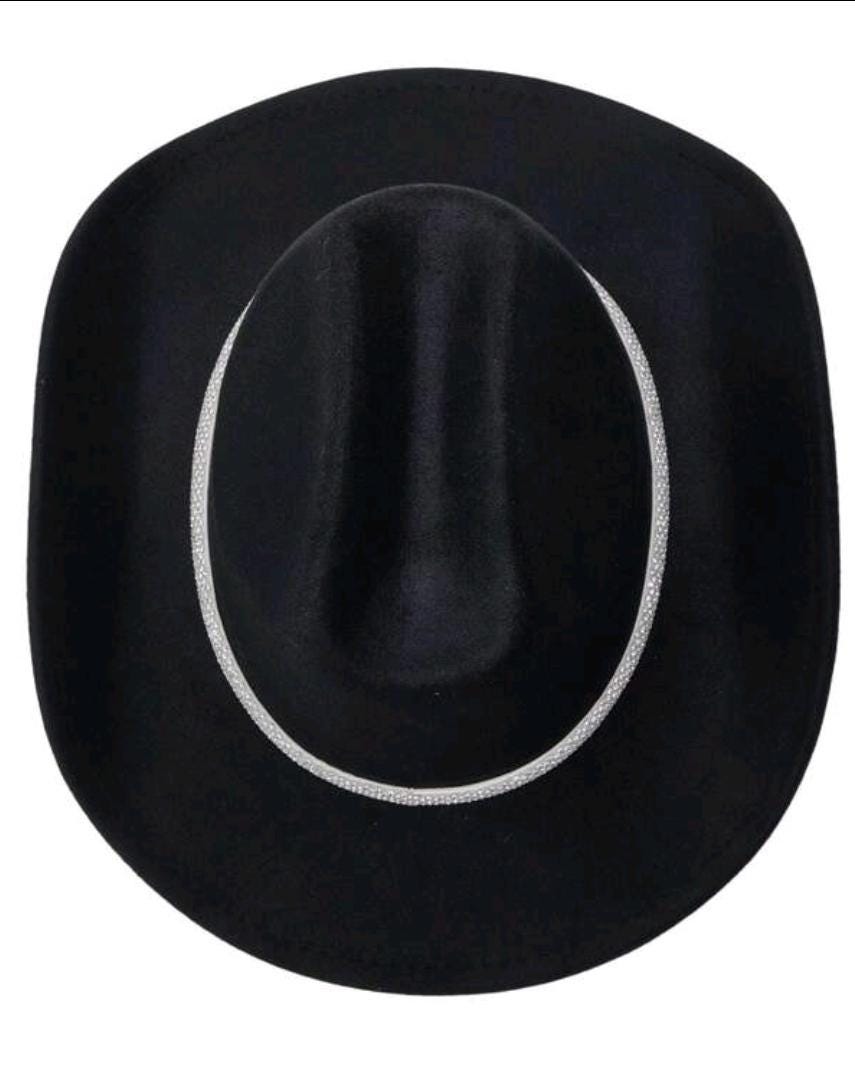 Felt Cowboy Cowgirl Hat with Rhinestone Band and Stars
