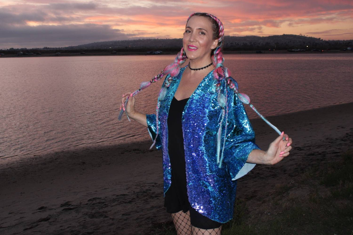 Rainbow Flip Sequin Kimono