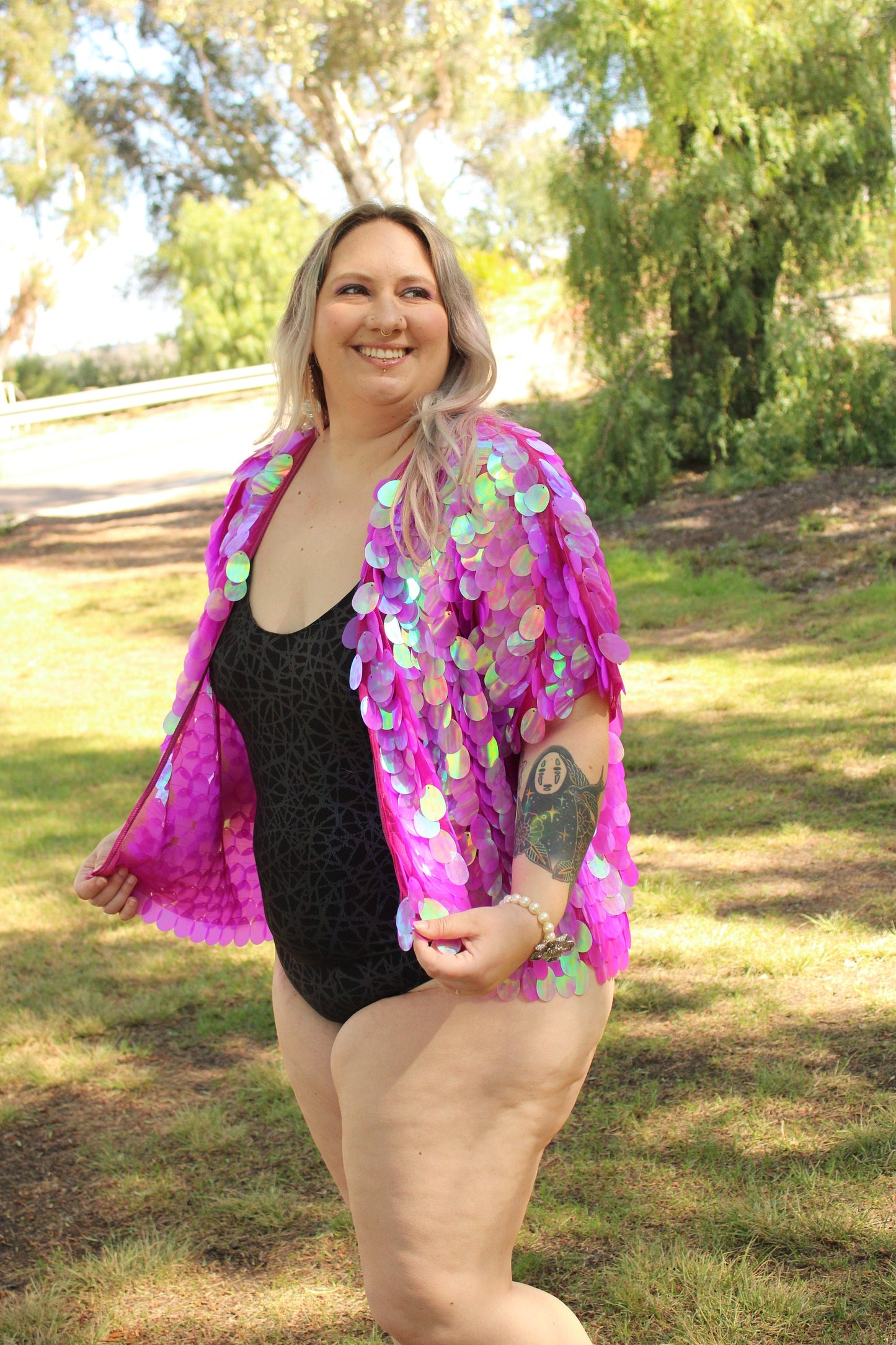 Raspberry Jam-Jam Jumbo Sequin Kimono