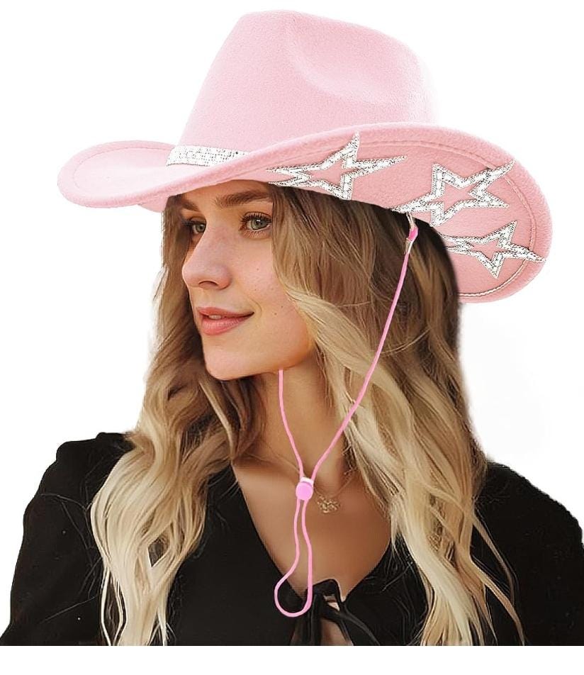 Felt Cowboy Cowgirl Hat with Rhinestone Band and Stars