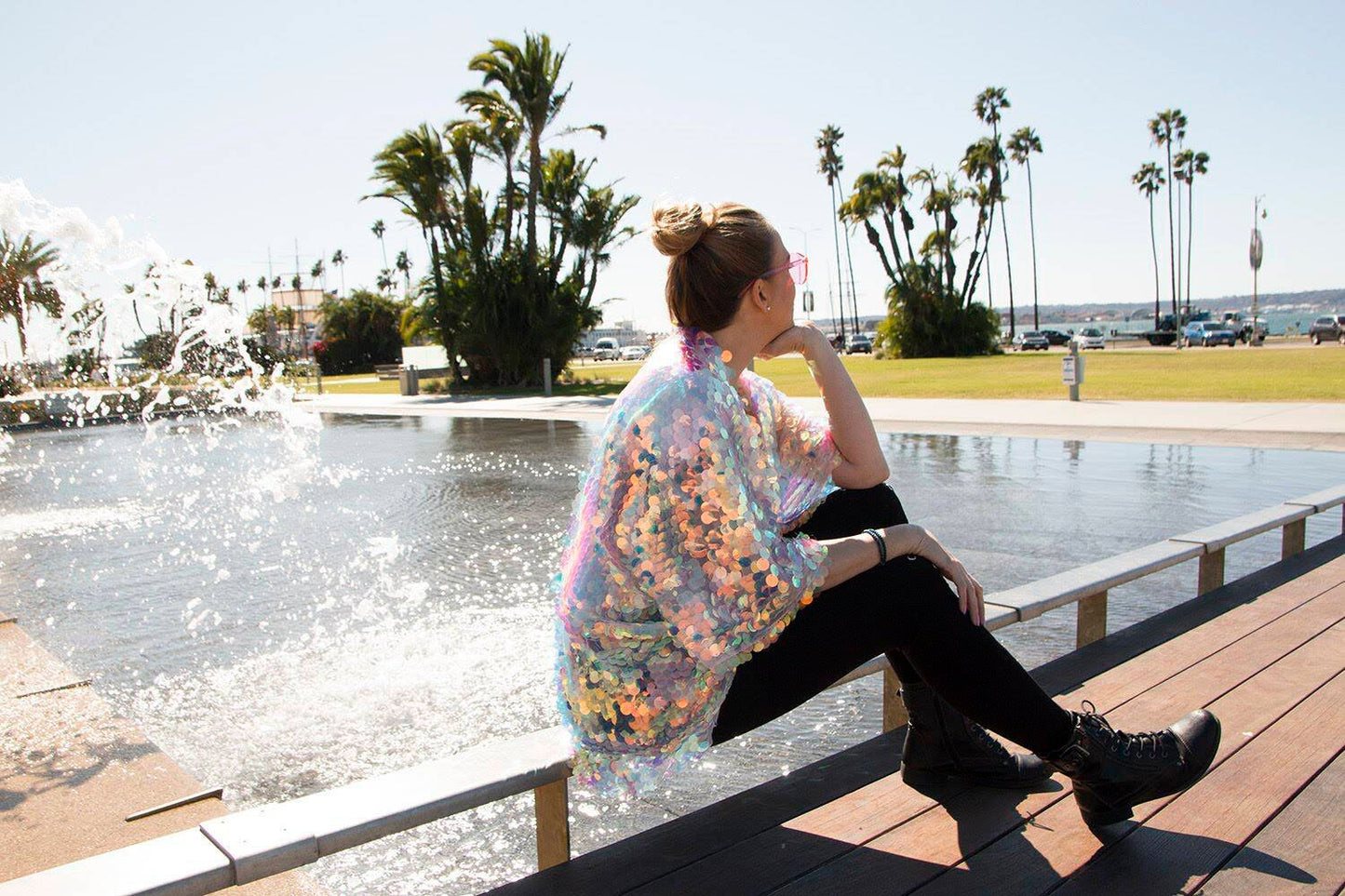 Holographic Dewdrops Sequin Kimono