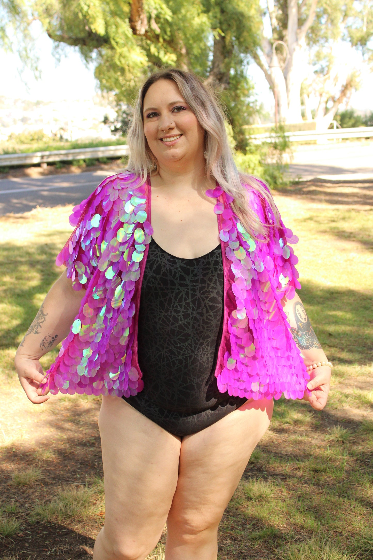 Raspberry Jam-Jam Jumbo Sequin Kimono