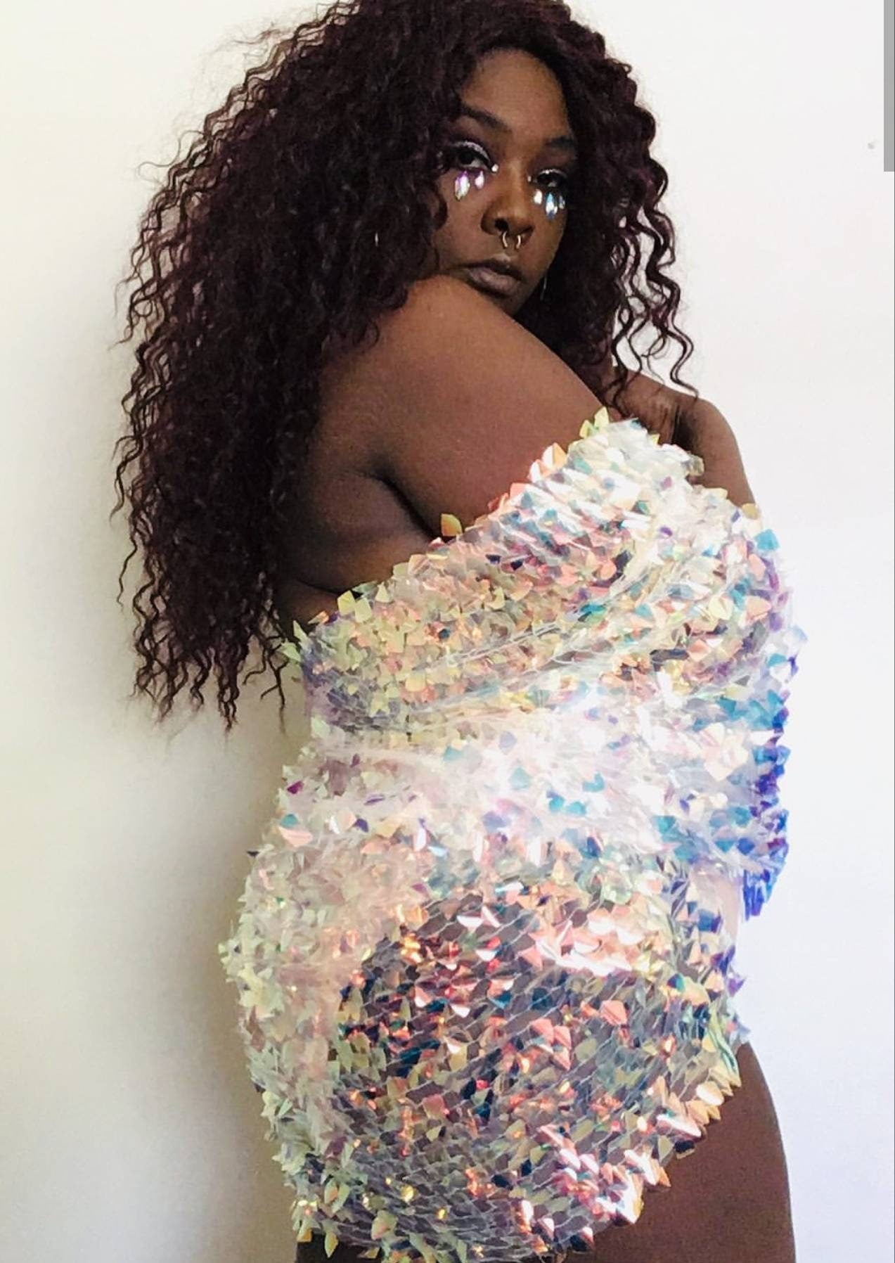 Curved Diamond Sequin Kimono