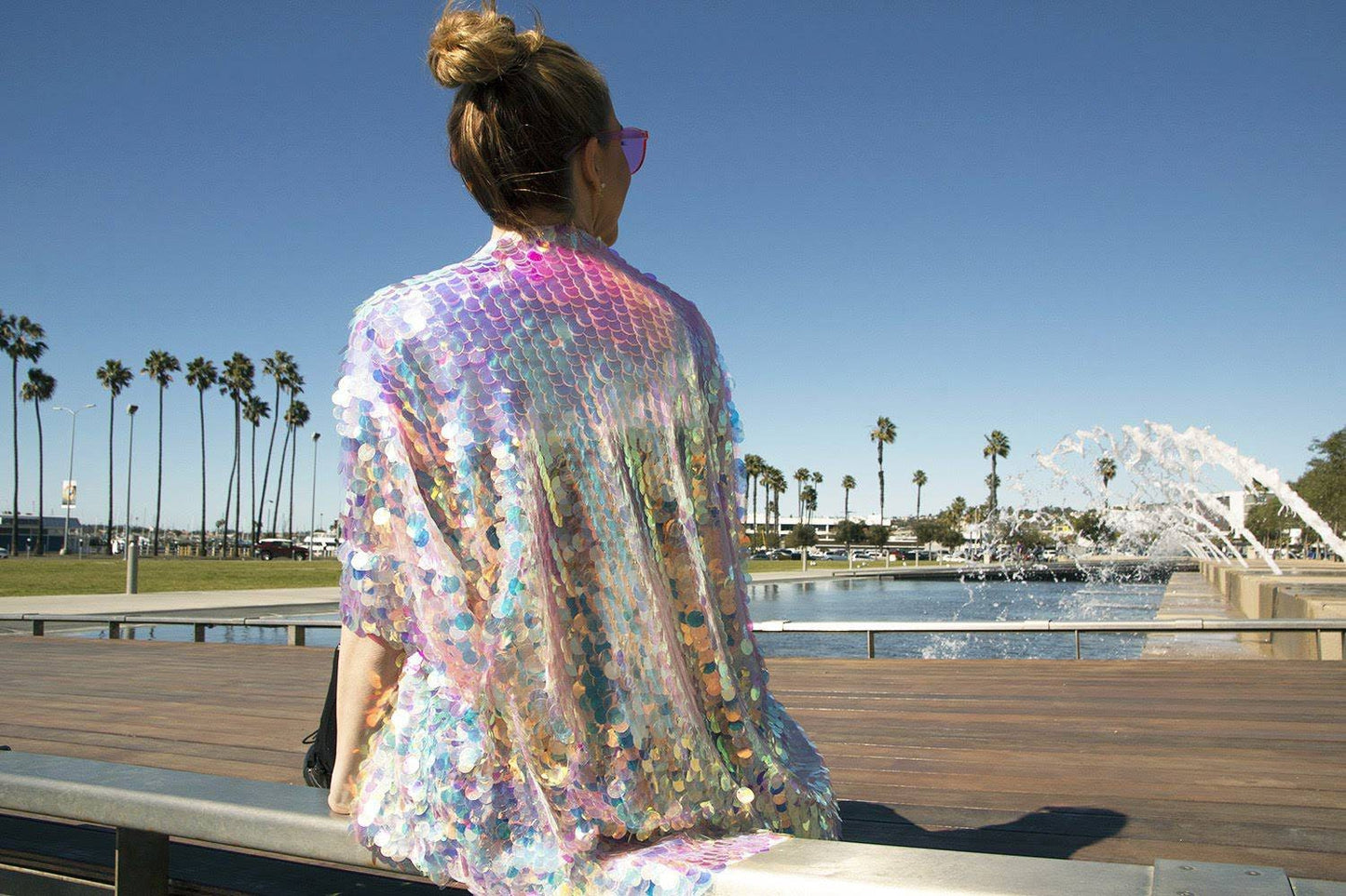 Pink Iridescent Sequin Kimono
