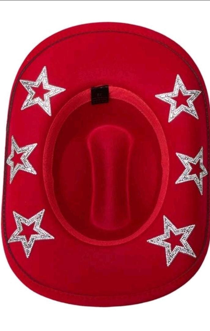 Felt Cowboy Cowgirl Hat with Rhinestone Band and Stars