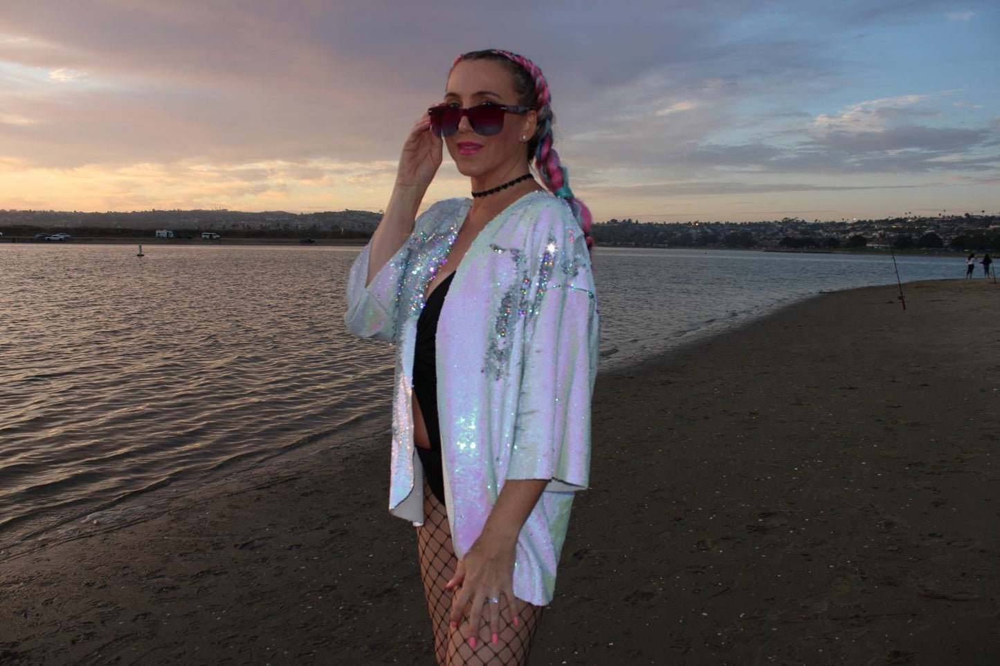 Rainbow Flip Sequin Kimono