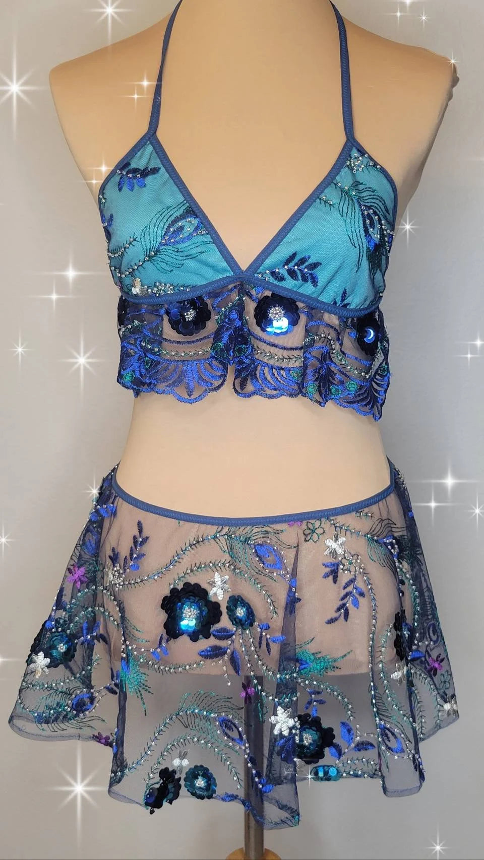 Triangle Top with Ruffle - Peacock Paradise