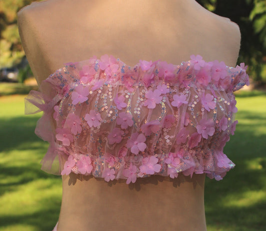 Ruffled Bandeau Top - Daisy Luxe Pink